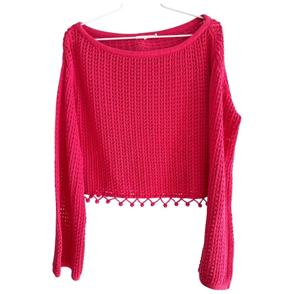 Tularosa Pink Mesh Crop Pullover Sweater Size XS